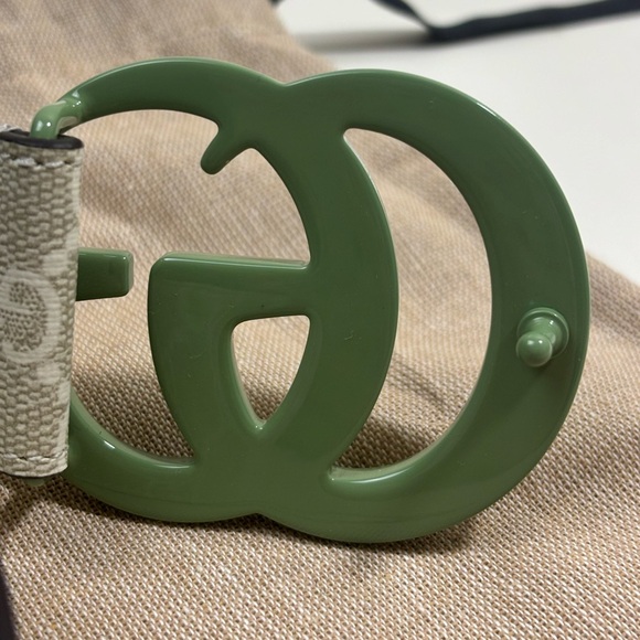 Gucci Marmont GG buckle Supreme Wide Belt Leather and Canvas - Picture 4 of 8